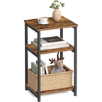 VASAGLE BARNET Collection - Side Table, Small End Table for Living Room, Modern Tall Nightstand, Bedroom, Office, Bathroom, Steel Frame, Rustic Brown and Ink Black ULET273B01