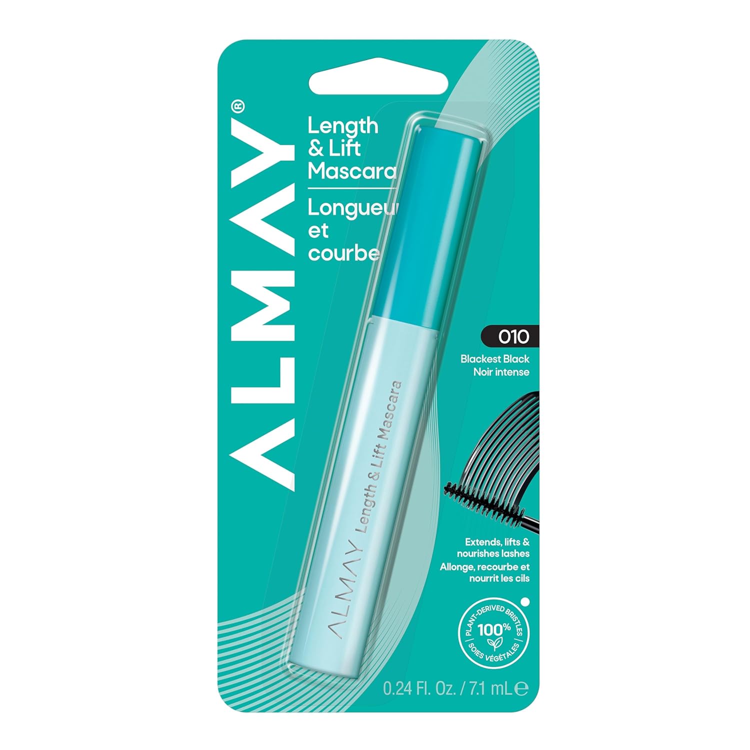 Almay Length & Lift Mascara, Nourishing + Lengthening Eye Makeup, Hypoallergenic, 10 Blackest Black