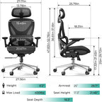 Ergonomic Mesh Office Chair, Adjustable Lumbar High Back Desk Chair 400Lbs, 4D Flip-Up Arms, 3-Level Tilt Backrest, 3D Headrest, Pu Wheels, Swivel Rolling Computer Seating For Long Desk Work