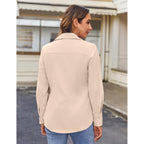 Women's Button Down Shirts Long Sleeve Dress Shirt Slim Fitted Work Tops Collared Dressy Casual Business Blouses