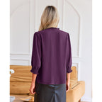 Blouses for Women Dressy Casual 3/4 Length Sleeve Womens Tops 2026 Fashion Spring Trendy Smocked Business Casual Work