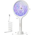 Yissvic Electric Fly Swatter 4000V Bug Zapper Racket Dual Mode (2, White) | Auto Manual Mode, Purple Attractant Light, Rechargeable, Indoor & Outdoor Home Camping Yard Use