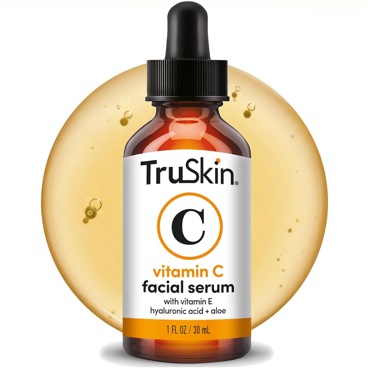 Truskin Vitamin C Serum For Face - Anti Aging Face Serum With Hyaluronic Acid & Vitamin E - Brightening Formula For Improving Appearance Of Dark Spots, Fine Lines & Wrinkles - All Skin Types, 1 Fl Oz
