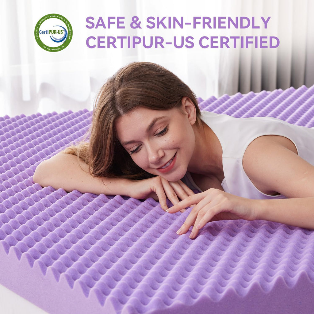 Sinweek 2 Inch Egg Crate Memory Foam Mattress Topper Twin Size, Soft Mattress Pad For Back Pain Relief, Bed Topper, Certipur-Us Certified