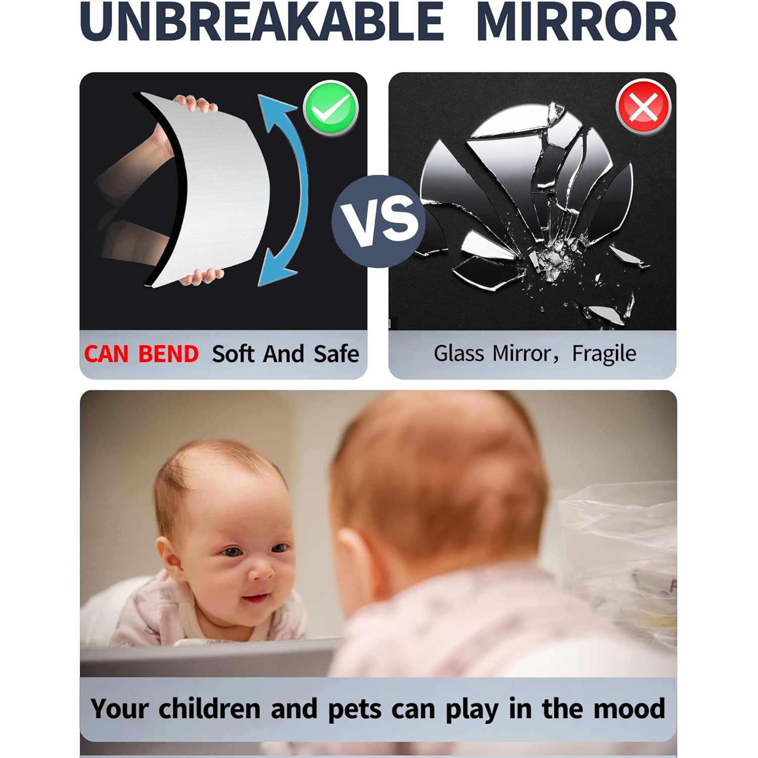Full Length Mirror for Kids Safety Shatterproof Mirror, Plastic Wall Mirrors, Made Of Acrylic Plexiglass Mirrors, 4 Pcs 12"x12", Long Bedroom Door Closet Mirror's, Workout For Home Gym Body Mirror's