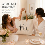 Elegantpark Mrs Gifts For Bride 2026 - Large Canvas Wedding Tote Bag With Zipper, Bridal Shower Gift For Bride To Be, Bachelorette Party Honeymoon Beach Bag