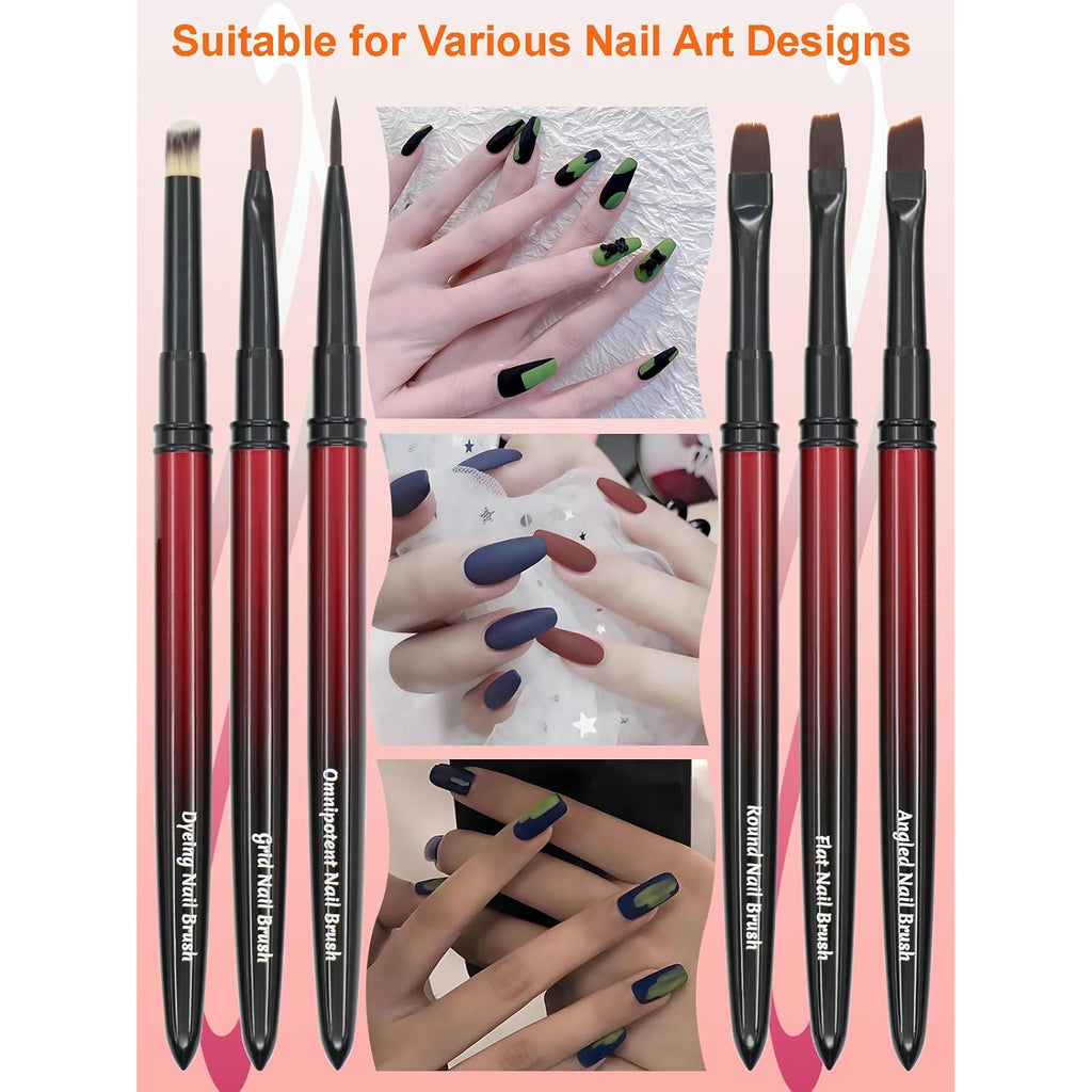 MYR 6Pcs Metal Nail Art Brushes and 2Pcs Nano Nail Files are suitable for Drawing Thick Lines, Painting Petals, Applying Phototherapy Gel, Halo Dyeing and other Personalized Nail Enhancement Designs