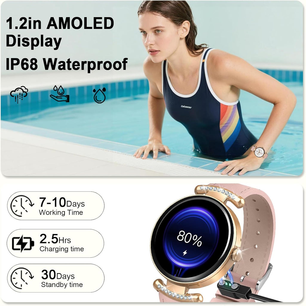 Smart Watches for Women,Answer/Make Call,1.32" AMOLED Ultra-Clear Screen Women Watch with Heart Rate,Sleep Monitor, Fitness Watch for Samsung/Android/iOS,100+ Sports Mode,3ATM Waterproof