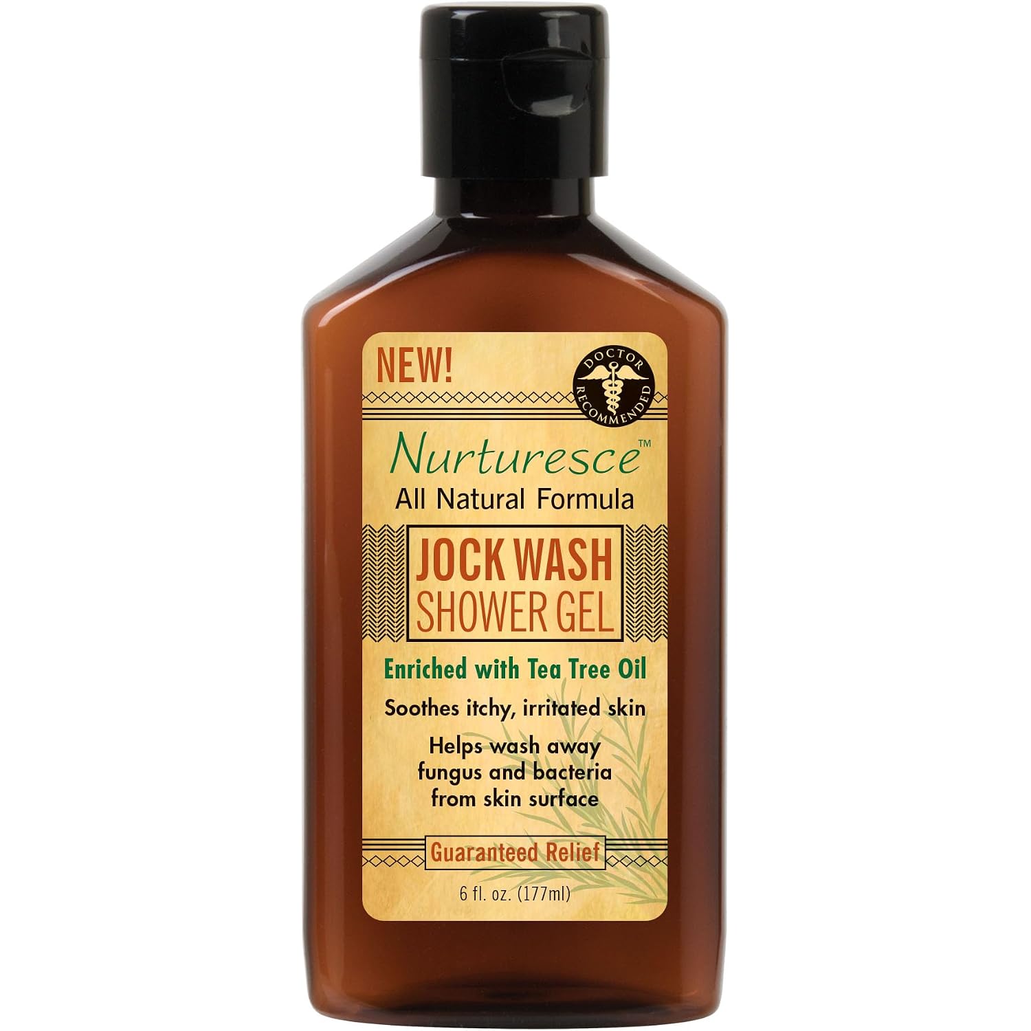 Pedifix Nurturesce Jock Wash Shower Gel, 6 Fluid Ounce - Tea Tree Oil Enriched, Anti-Fungal, Soothes Itchy Irritated Skin, Natural Body Wash (Packaging May Vary)