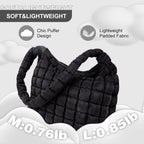 Quilted Puffer Tote Bag Purse Puffy Crossbody Shoulder Bag,Lightweight Nylon Hobo Bag Puffer Carryall Bag For Women Girl