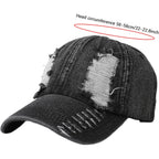 Denim Hats for Women Vintage Washed Distressed Ripped Jean Hat Adjustable Baseball Cap Trucker Unisex Headwear Blue