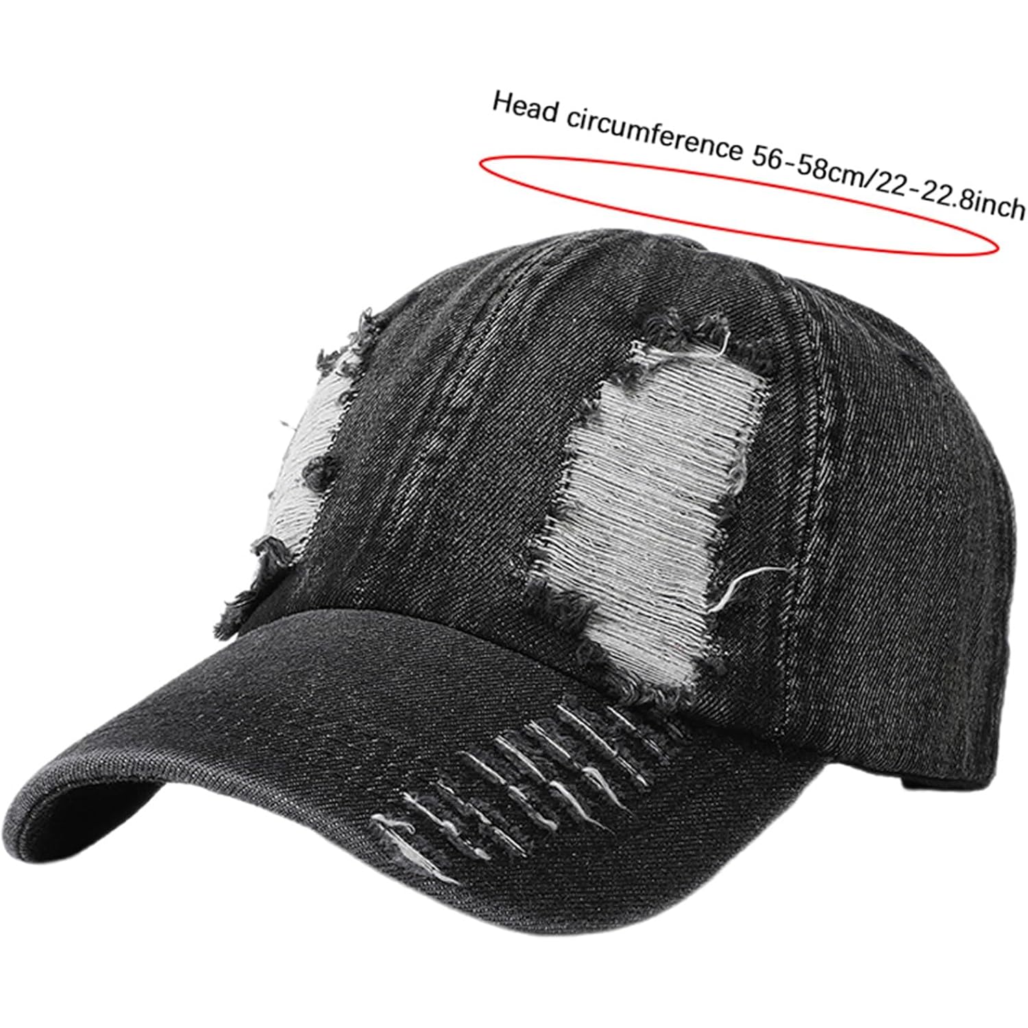 Denim Hats for Women Vintage Washed Distressed Ripped Jean Hat Adjustable Baseball Cap Trucker Unisex Headwear Blue