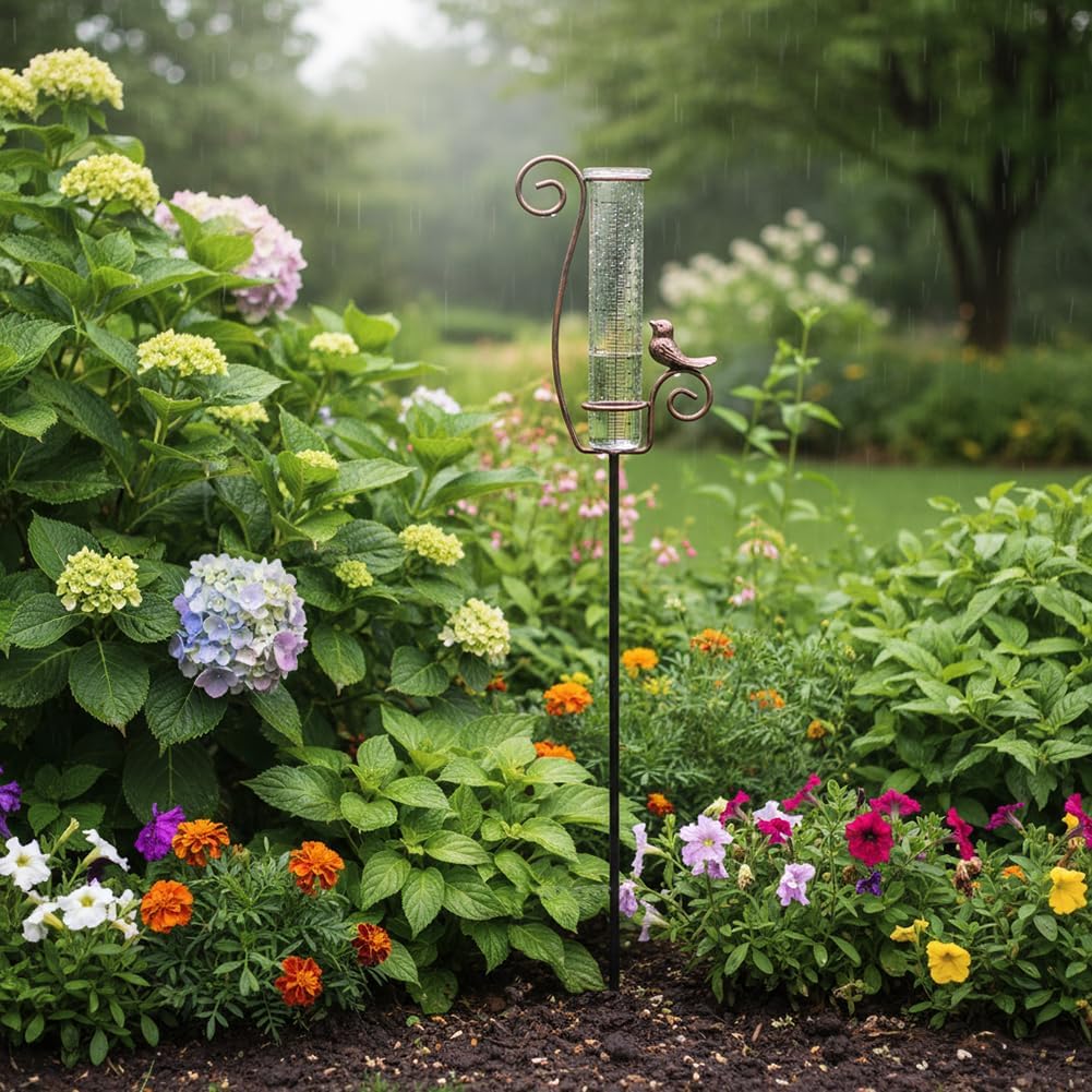 Rain Gauge Outdoor, 7 Inch Rain Gauges For Measuring Precipitation | Glass Tube, For Garden Yard Decor