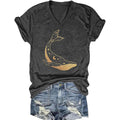 Women's T-Shirts V-Neck Summer Graphic Tee Vintage Boho Flowers Short Sleeve T Shirt Tops E-dark Gray2