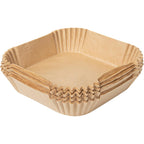 Restaurantware-Pastry Tek 6.3 x 6.3 x 1.8 Inch Air Fryer Liners, 100 Square Air Fryer Baskets - No-Stick Silicone Coating, Unbleached, Food-Grade Paper Liners, For Steamer, Microwave, Oven, Fry Pan