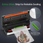 FRESKO Vacuum Sealer Machine with Automatic Bag Detection, 0.2-inch Widened Heating Strip, Compact Food Sealer, Easy to Use, Starter Kit