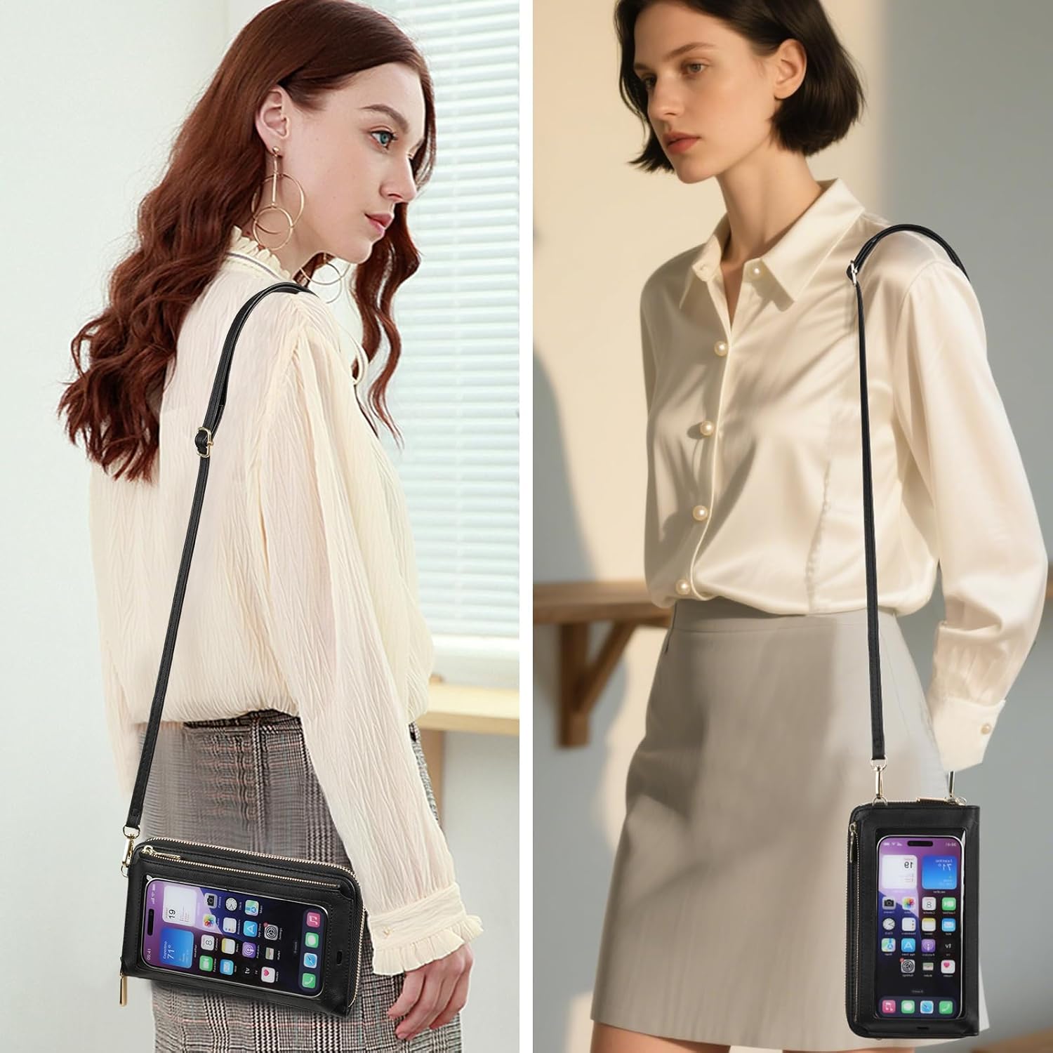 GOIACII Phone Purse Crossbody Bags for Women Small Travel Wallet Touch Screen RFID Blocking
