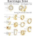 13 Pairs Clip on Earrings for Women 14K Gold Silver Plated Chunky Hoop Clip Earrings CZ Pearl Knot Twist Tube Waterdrop Croissant Non Pierced Hoop and Studs Fake Earring Jewelry Set