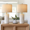 Pokat 23" Modern Ceramic Table Lamp Set Of 2 For Living Room White Desk Lamps For Bedroom Farmhouse Bedside Nightstand Lamp House Warming Gifts New Home Decor End Table Lamps Gifts For Women Mom Beige
