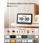 Clock With Day And Date For Elderly, 7" Large Display Digital Calendar Day Clock With 20 Custom Alarms And Medicine Reminders, Dimmable Dementia Alzheimers Clocks For Seniors, Black (Ac Powered)