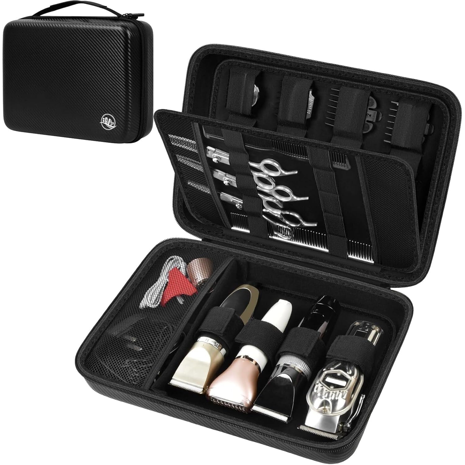 Boobowl Hard Travel Case For Hair Clippers, Hair Cutting Barber Supplies Organizer Bag, Trimmer Storage Holder For Ufree/For Wahl/For Andis Men Razor Guard Grooming Kits -Black
