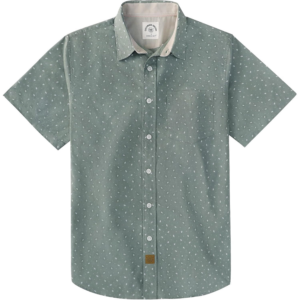 Dubinik® Mens Short Sleeve Button Down Shirts 100% Cotton Plaid Men'S Casual Button-Down Shirts With Pocket