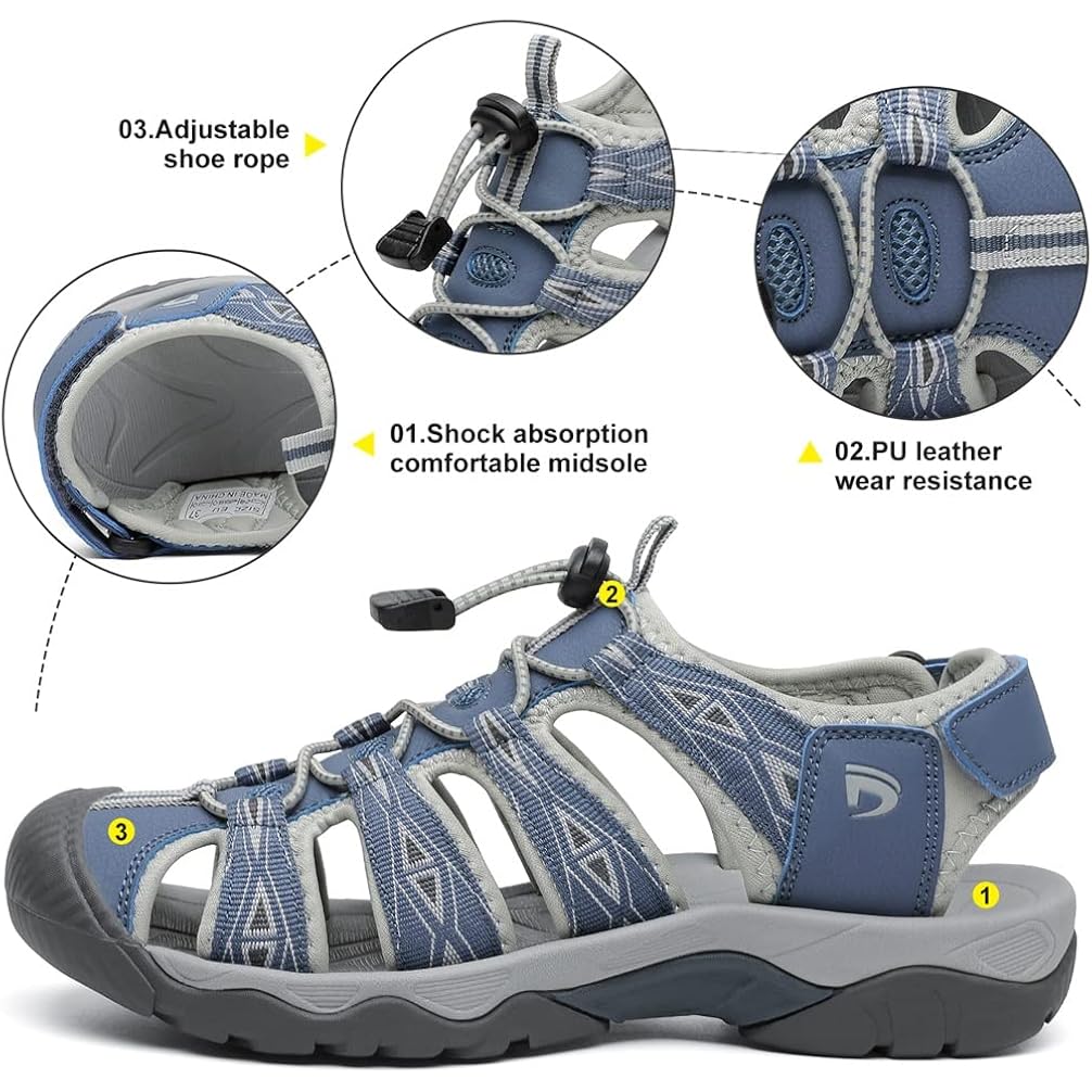 Dannto Women'S Sport Hiking Sandals Closed Toe Outdoor Athletic Walking Sandal Lightweight Summer Water Shoes