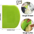 Surdoca Dough Scraper Bench Scraper - 3P 4.7X3.7" Plastic Flexible Bowl Scraper, Sharp Edge & Angles Cake Scraper. Non-Slip Bakeware Decorating Tools Sculpting & Modeling Tools - Green+White+Green