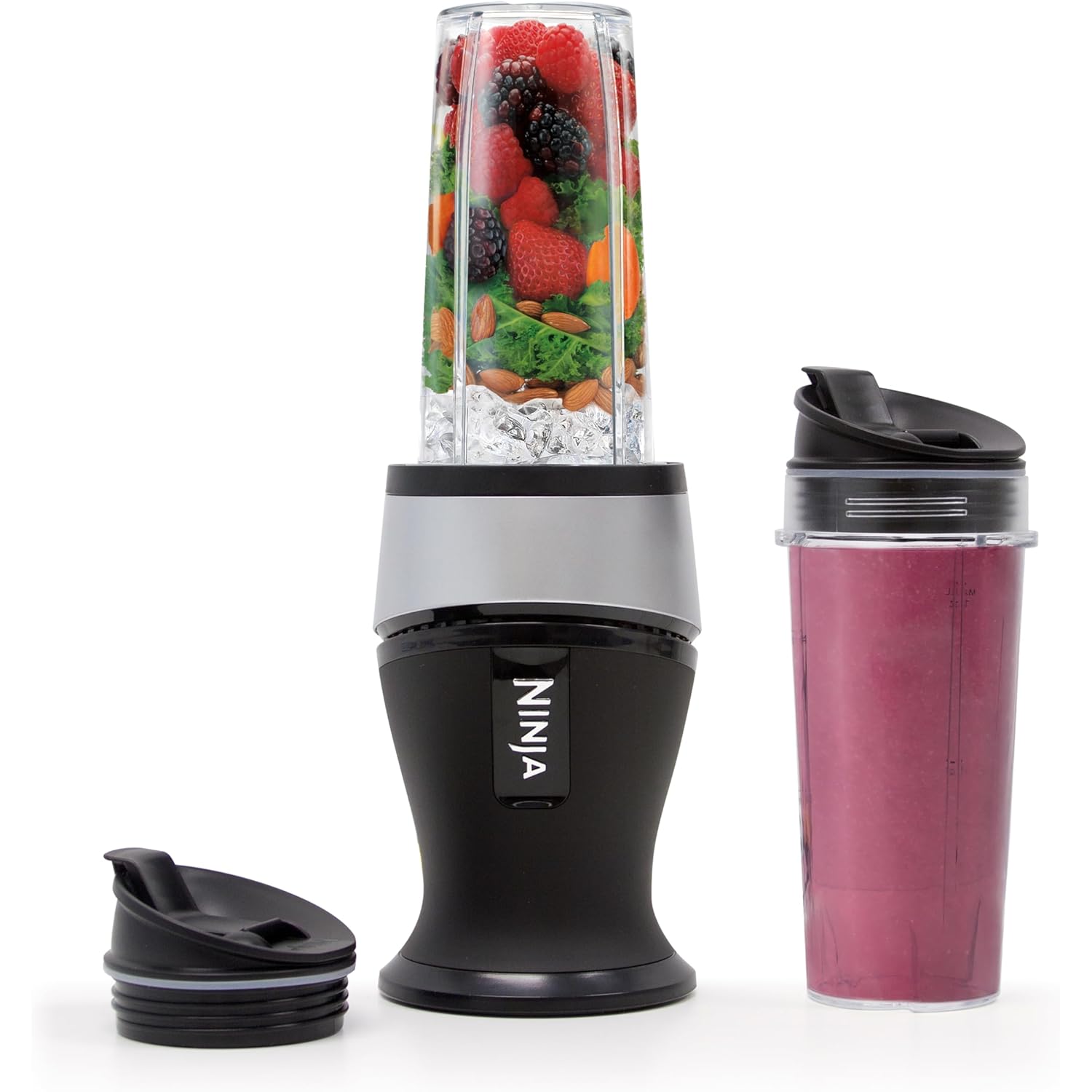 Ninja Fit Compact Personal Blender | For Smoothies, Shakes & Frozen Drinks | (2) 16-oz. To-Go Cups with Spout Lids | 700-Watt Countertop | Black | QB3001SS