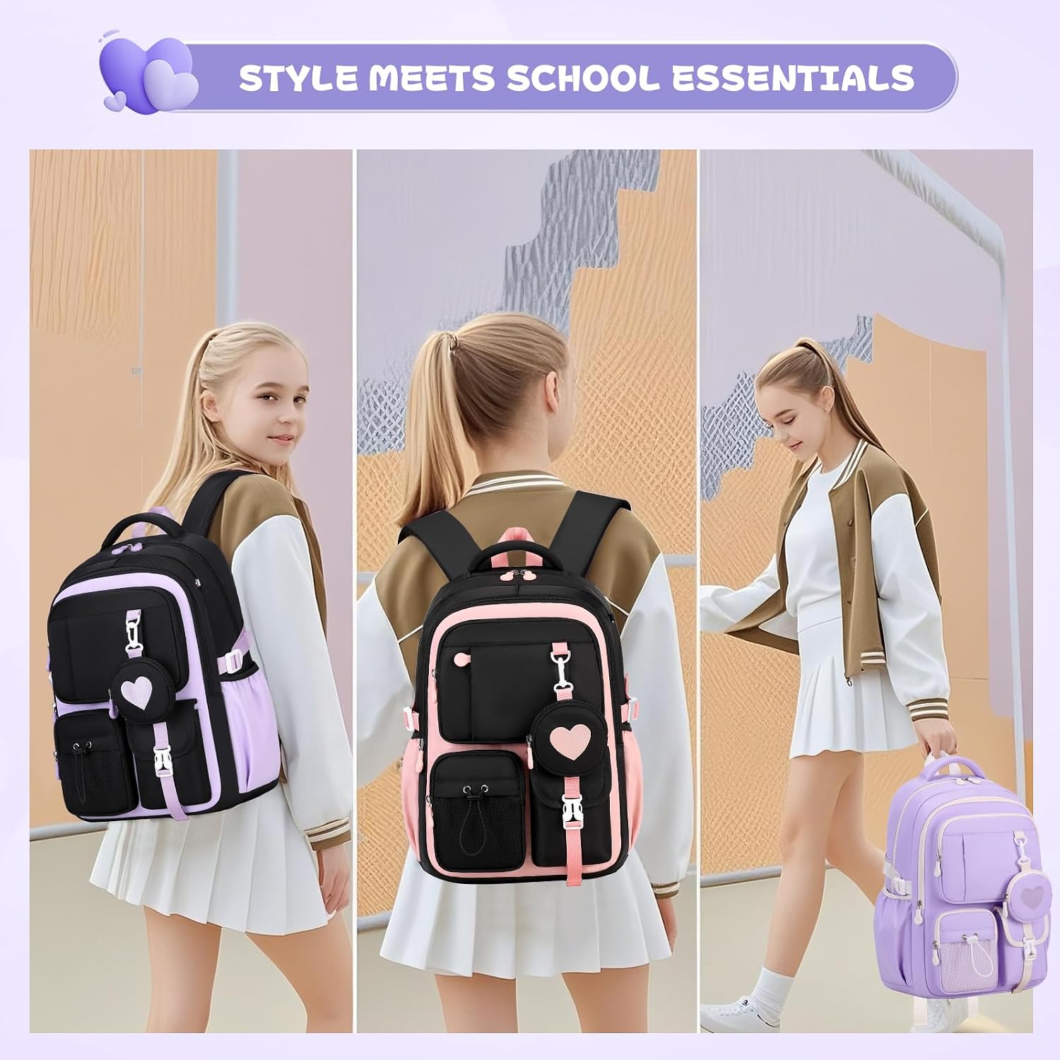 Girls Backpack, Kids Backpack For Girls, School Bag For Primary Elementary Teenage, Middle School Students Bookbag