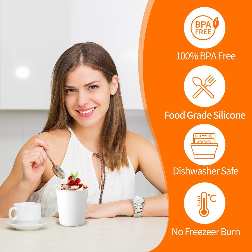 Ice Cream Containers For Homemade (4 Pack - 1 Quart Each), Reusable Pp Plastic Ice Cream Storage Containers For Freezer, Leak-Free Ice Cream Containers With Silicone Lids