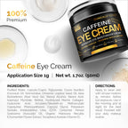 Pure Research Caffeine Eye Cream For Anti Aging, Dark Circles, Bags, Puffiness. Great Under Eye Skin + Face Tightening, Eye Lift Treatment For Men & Women 1.7Oz