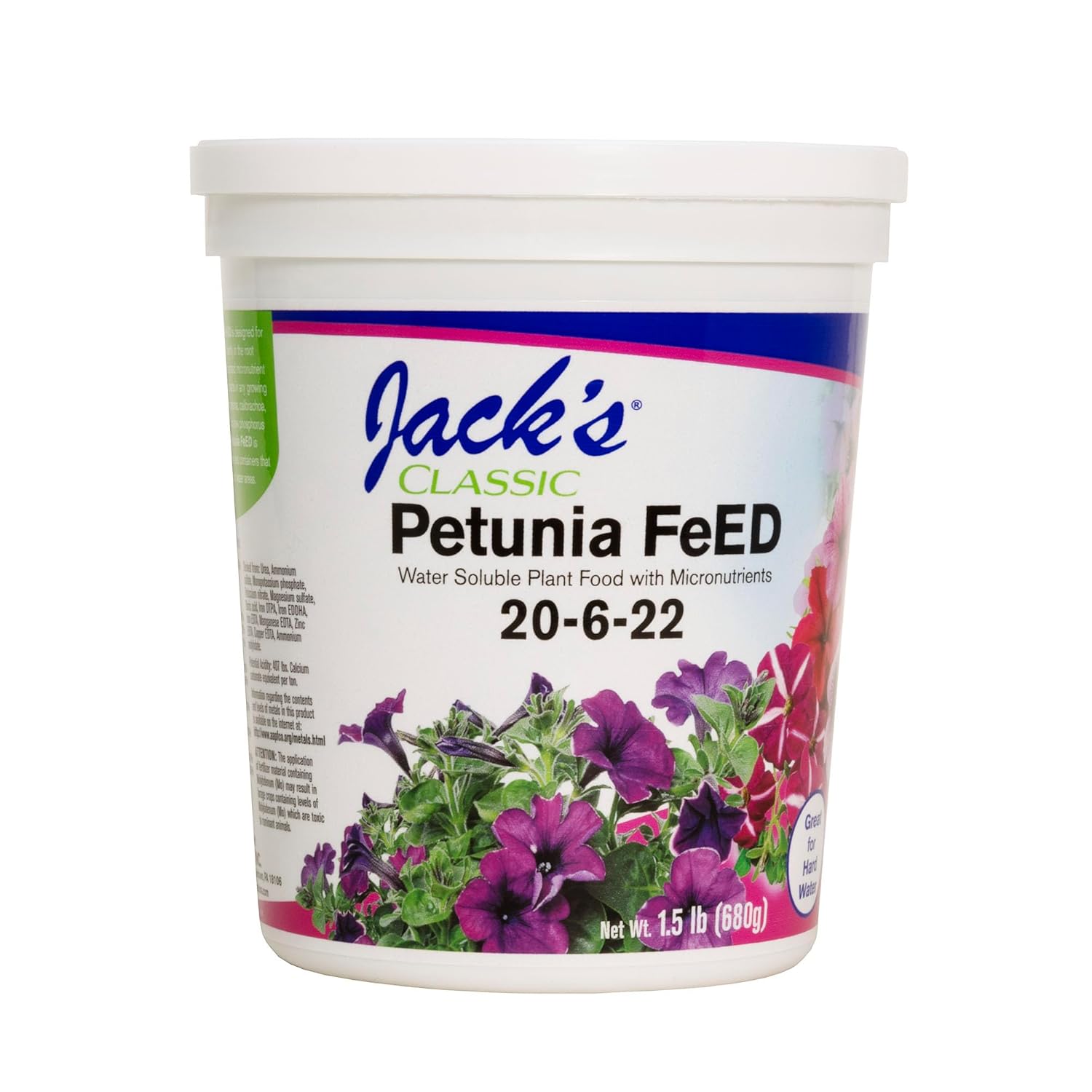 Jack'S Classic 20-6-22 Petunia Feed Water-Soluble Fertilizer With Micronutrients, 1.5Lbs - Provides Lush Green Annuals