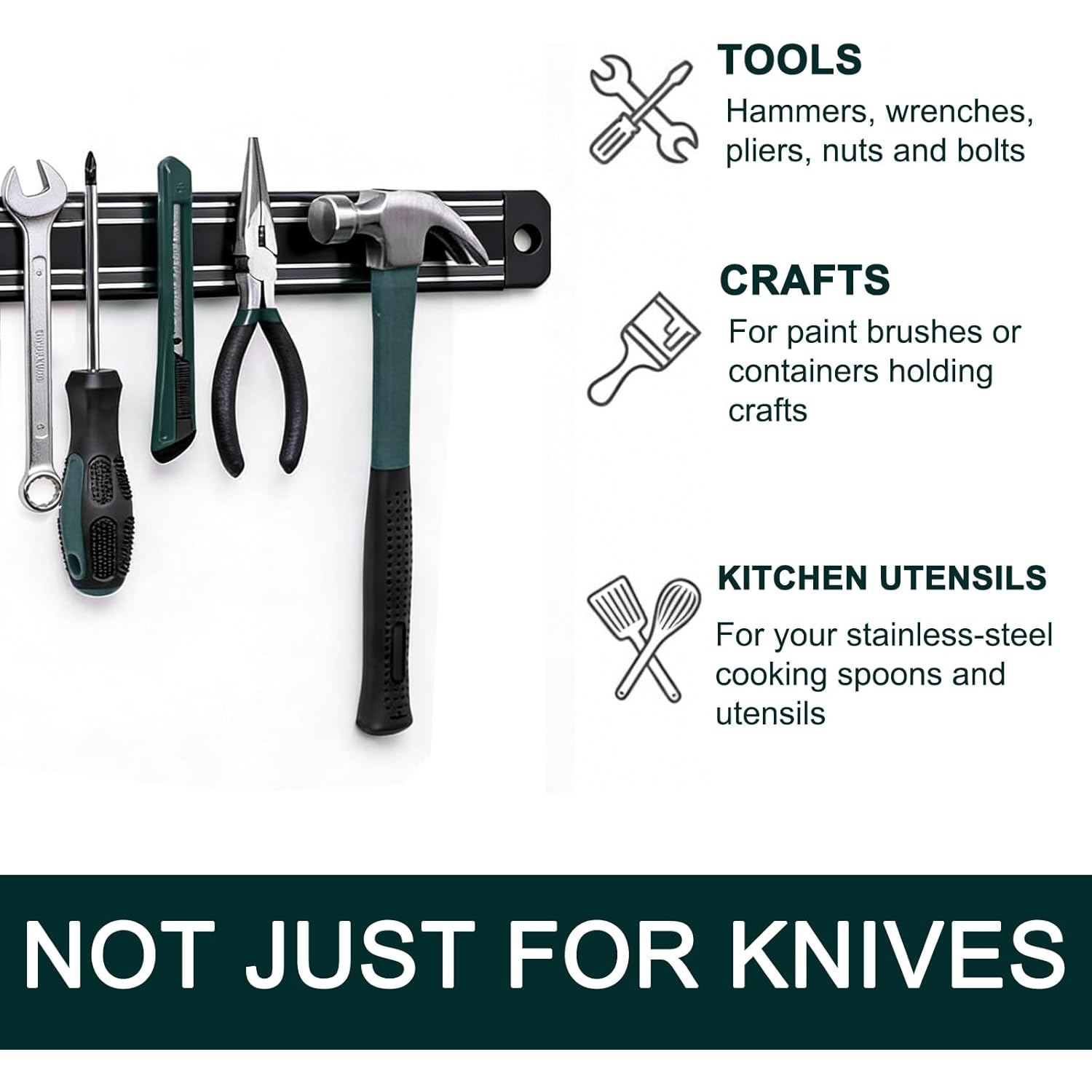 Magnetic Knife Strips（13 Inch Length),Magnetic Knife Holder for Wall/Refrigerator,Magnetic Knife Bar with Multi-Purpose Functionality as a Knife Holder, Knife Strip, Magnetic Tool Organizer
