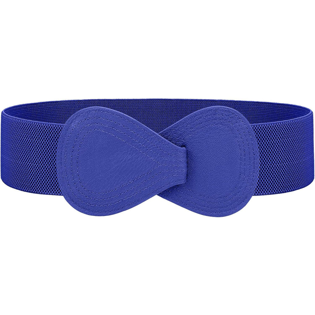 WHIPPY Women Wide Elastic Belt Ladies Stretch Dress Belt Fashion Waistband with 8-shaped Interlock Leather Buckle