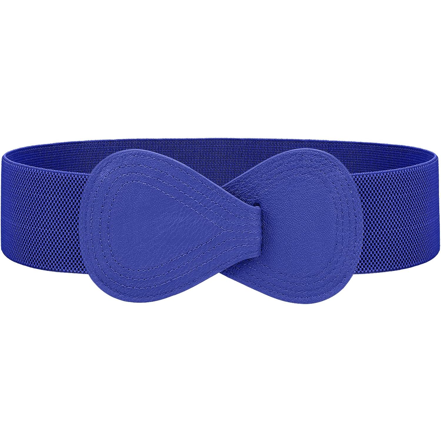 WHIPPY Women Wide Elastic Belt Ladies Stretch Dress Belt Fashion Waistband with 8-shaped Interlock Leather Buckle