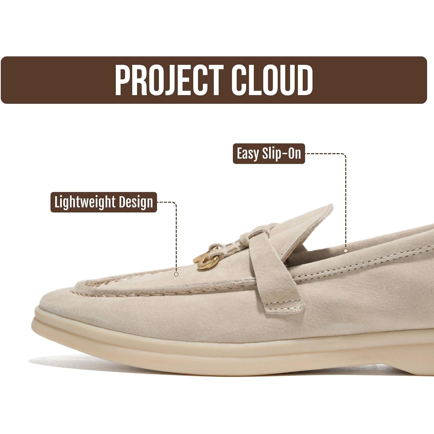 Project Cloud 100% Genuine Leather Womens Shoes - Lightweight Moccasins Loafers For Women With Memory Foam And Leather Insole - Non-Slip Casual Womens Slip On Shoes For Women (Iris)