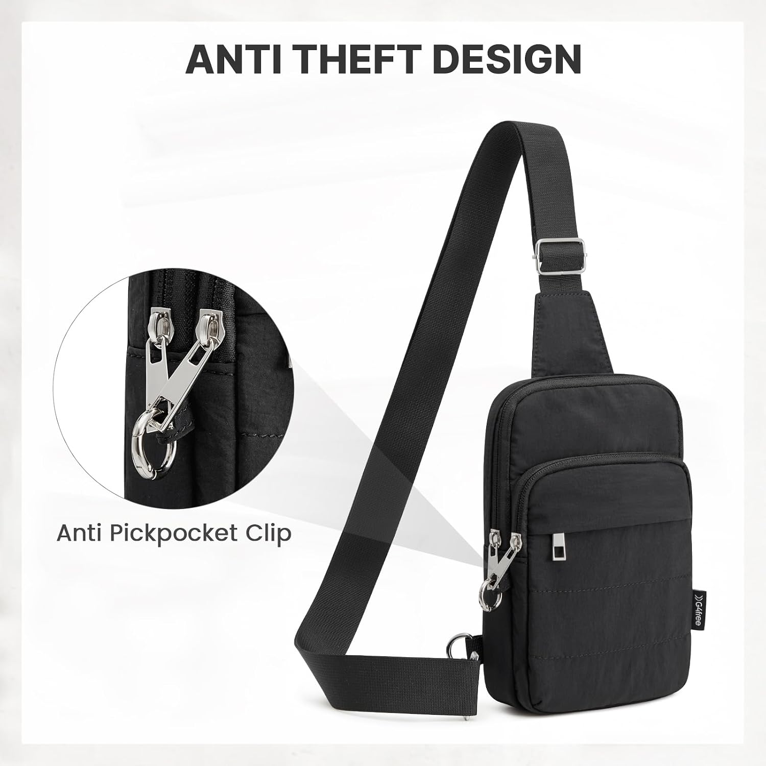 G4Free Small Sling Bag For Women, Anti Theft Rfid Blocking Mini Crossbody Purse For Travel, Black