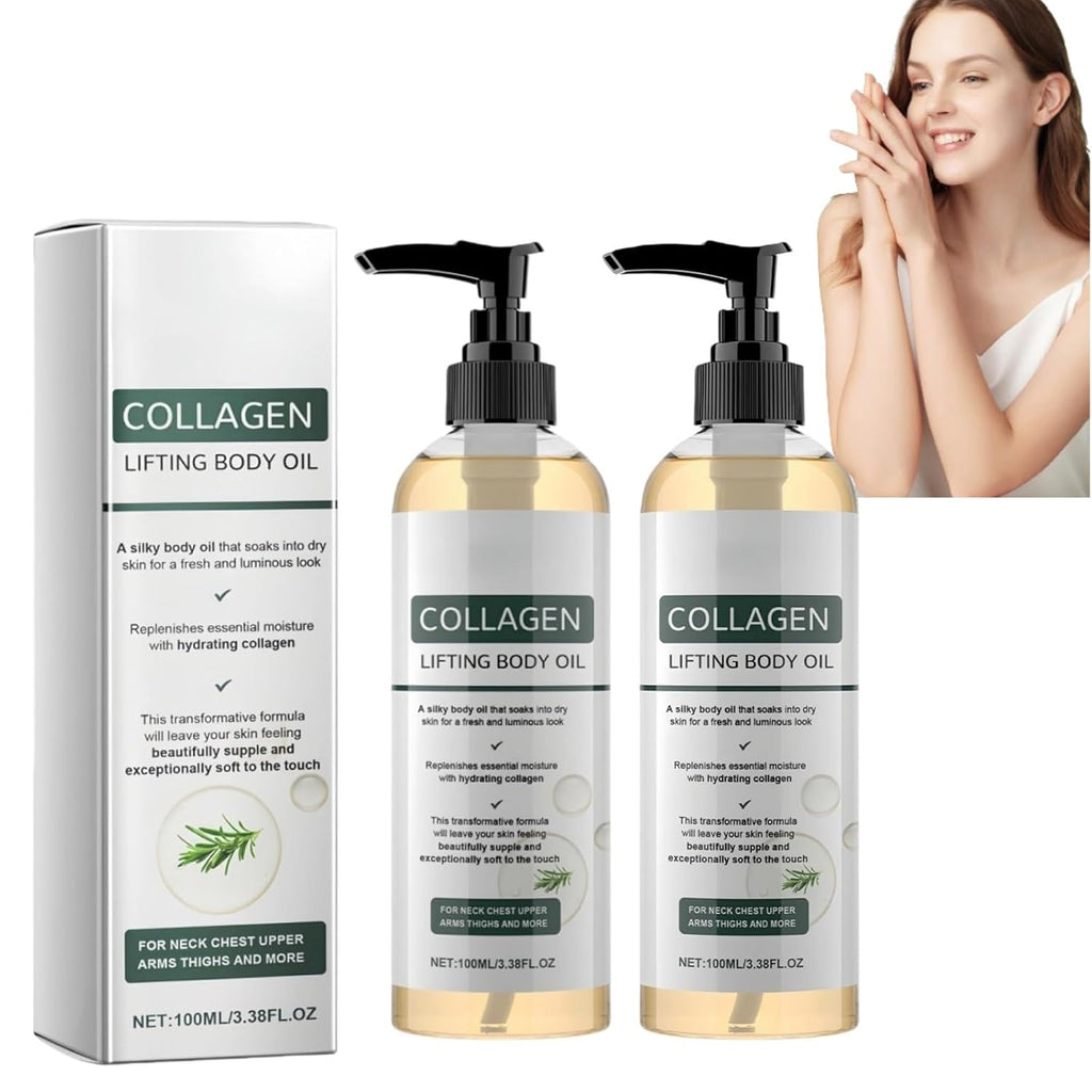 Crivery 2Pcs Collagen Body Oil For Skin Tightening, Firming & Moisturizing Body Oil With Hydrating Collagen Formula Texture, Skincare Moisturizer Oils For Women & Men