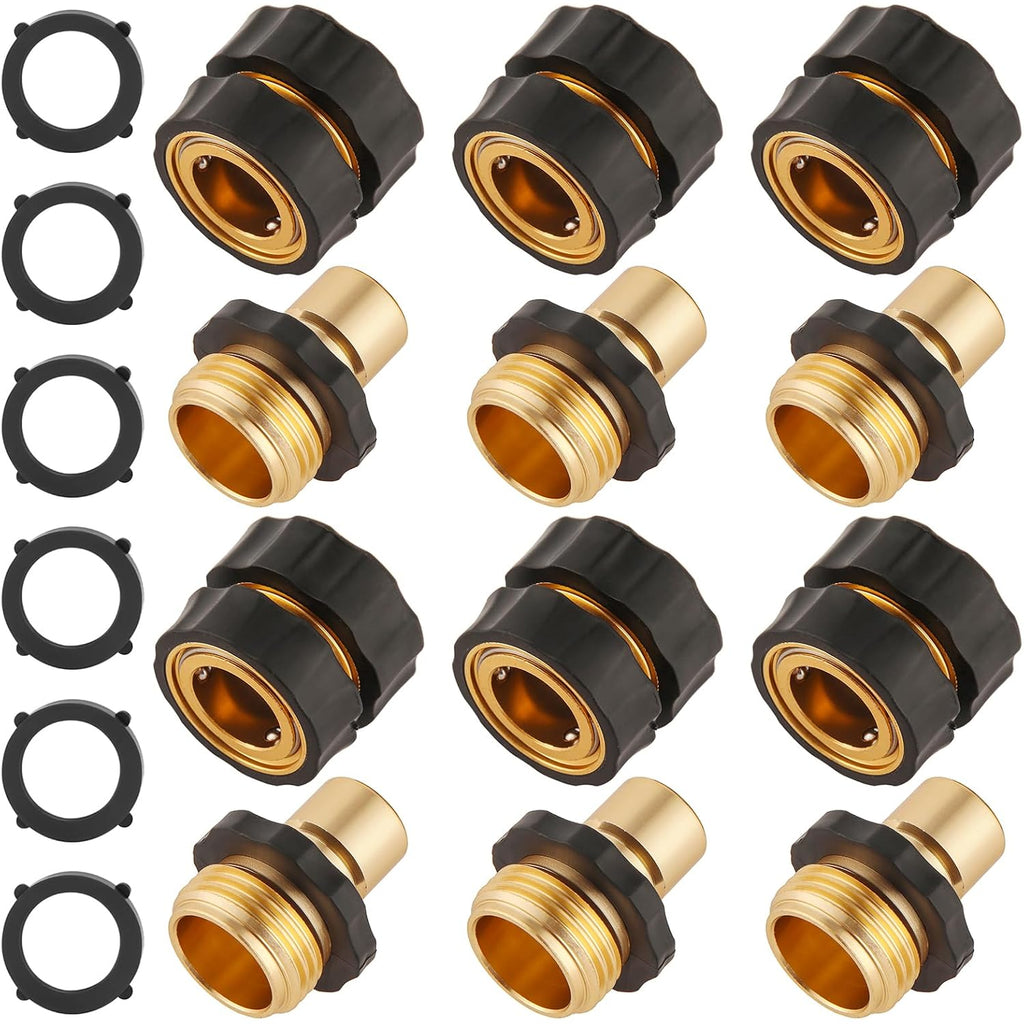Bilal 6 Set Quick Connect Hose Fittings For Garden Hose Quick Connector | 3/4 Inch Ght Male And Female Attachment Quick Release Water Hose Adapter With Gasket