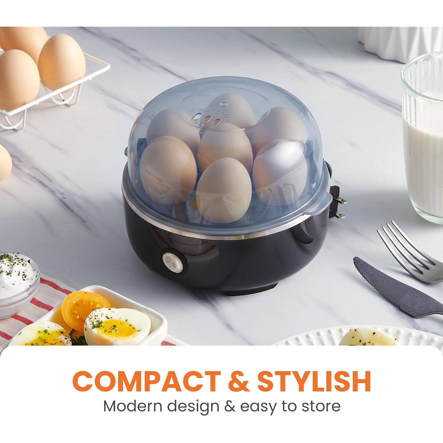 Elite Gourmet Egc115B Easy Egg Cooker Electric 7-Egg Capacity, Soft, Medium, Hard-Boiled Egg Cooker With Auto Shut-Off, Measuring Cup Included, Bpa Free, Classic Black
