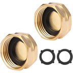 2 Pack Garden Hose End Caps With Washers, Brass Spigot Cap, 3/4" Female End Cap | Brass Spigot Cap, 3/4" Female End Cap