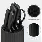Knife Set, 8-Piece Kitchen Knife Set with Universal Block - Anti-Rust Chef Knives, Ergonomic Design, Dishwasher Safe (Black)