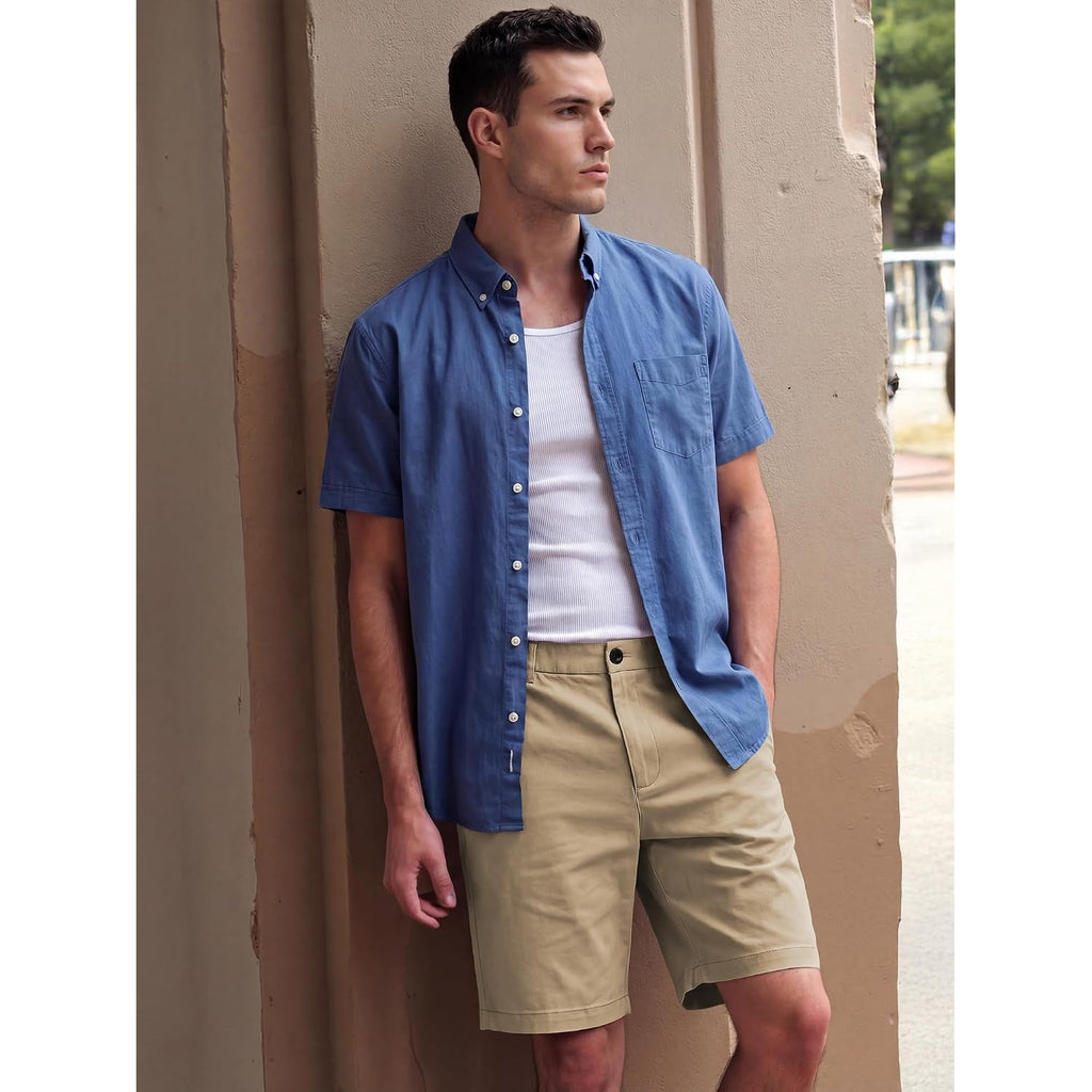 Dokotoo Men Men'S Classic-Fit 7" Chino Short Summer Stretch Waist Cotton Twill Casual Dress Shorts With Pockets