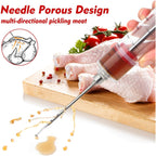 Meat Injector, 1-Oz Plastic Bbq Marinade Injector Kit, Turkey Injector Syringe (3 Stainless Steel Meat Needles +3 Replacement O Rings + 1 Cleaning Brush) For Turkey Smoked Bbq Grill