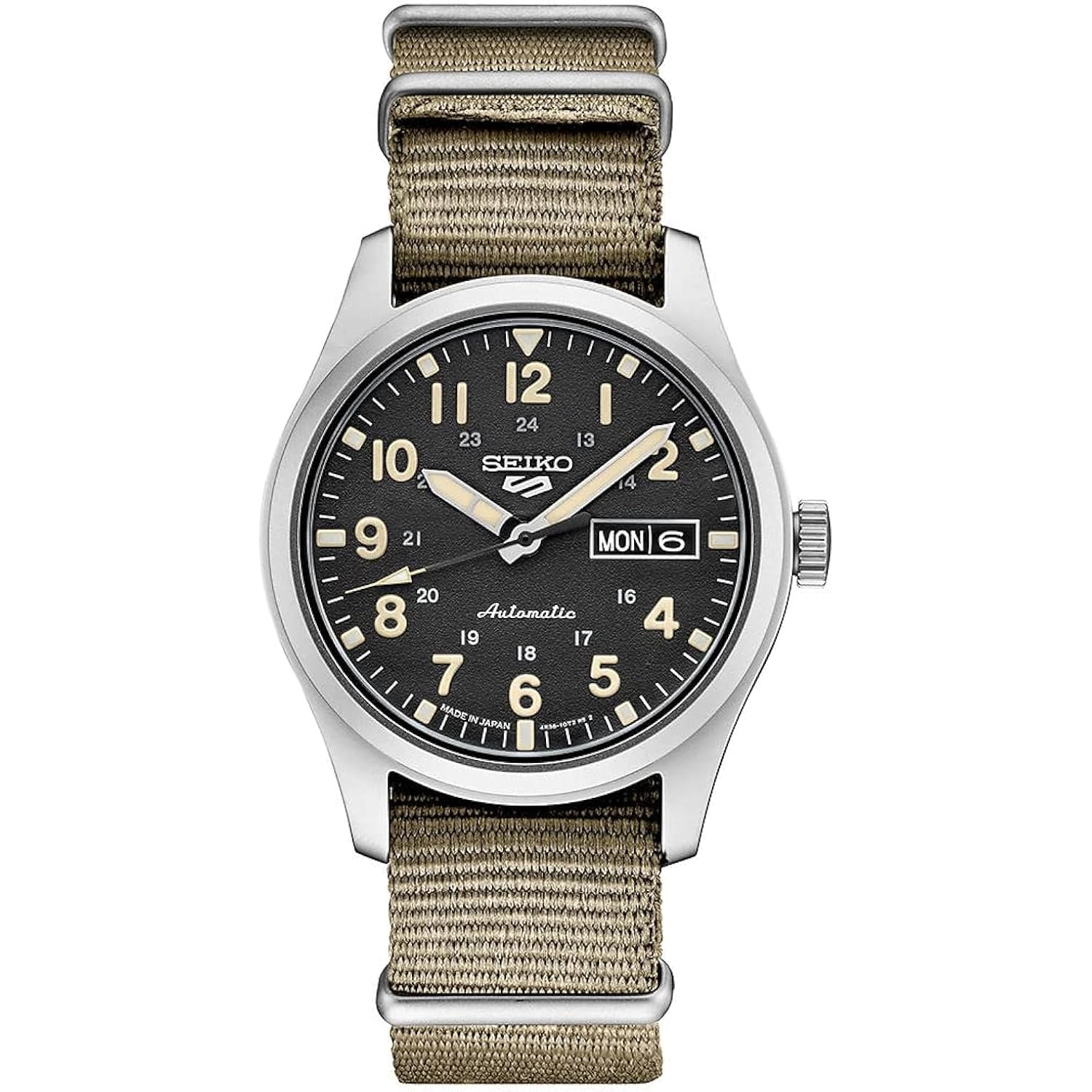 Seiko Men'S Srpg35 Watch, Black Dial, 41-Hour Power Reserve, Stainless Steel Case, Nylon Strap, Water-Resistant