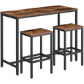 Hoobro Bar Table And Chairs Set, 47.2” Rectangular Pub Table With 2 Stools For Small Space, 3-Piece Breakfast Stools Set, Sturdy Metal Frame, Easy To Assemble, Rustic Brown Bf52Bt01