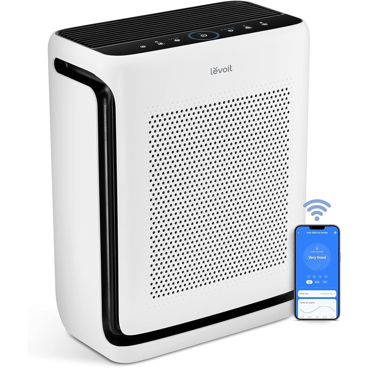 Levoit Smart Air Purifier For Home Large Room Up To 1875 Ft² Vital 200S-P | For Quiet Bedroom At 27Db, Aham Verifide, Air Quality Monitor, Hepa Sleep Mode For Allergies, Pet Hair And Dander, White