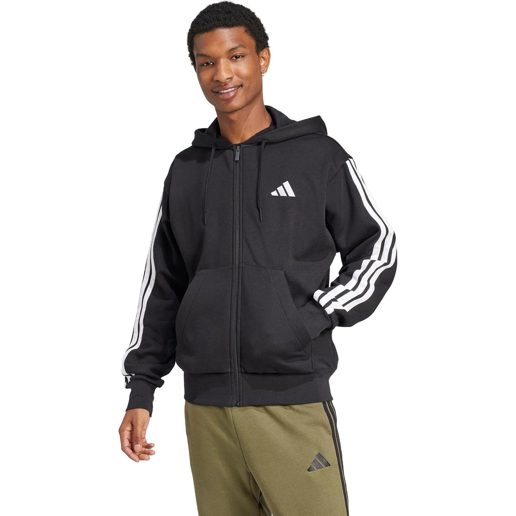 Adidas Men'S Essentials 3-Stripes Fleece Full-Zip Hooded Track Top