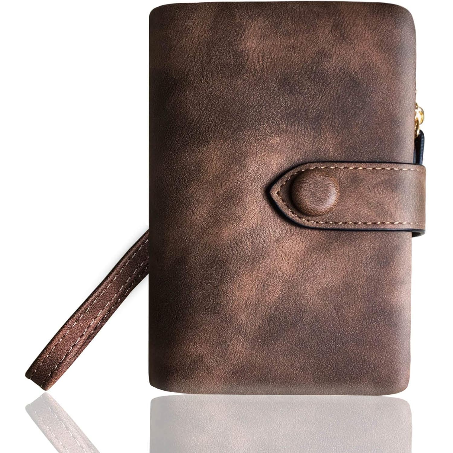 AOXONEL Women's Small Bifold Leather wallet Rfid blocking Ladies Wristlet with Card holder id window Coin Purse